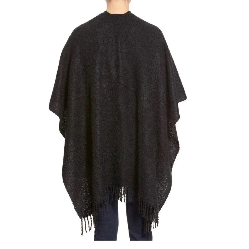 Echo‎ Bouclé Cape, Shawl, Wrap, Sweater, Black, Super Comfy Warm, One size NWT
